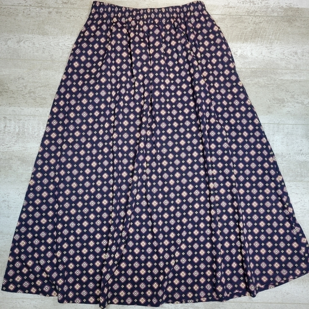 VTG Liz & Co Geometrical Print Midi Skirt